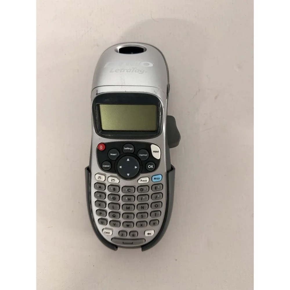 DYMO LetraTag LT-100H Handheld Label Maker Silver - Tested & Working With Cradle